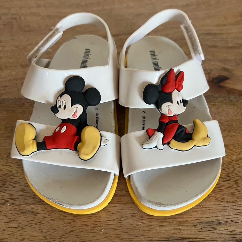 Mini Melissa Disney Mickey & Minnie White &Yellow ToddlerSandals Size 8